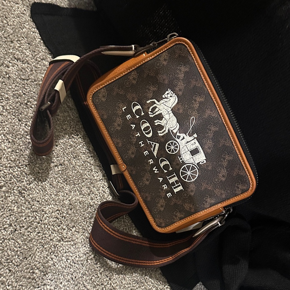 Coach Brown and Tan Leather Belt Bag